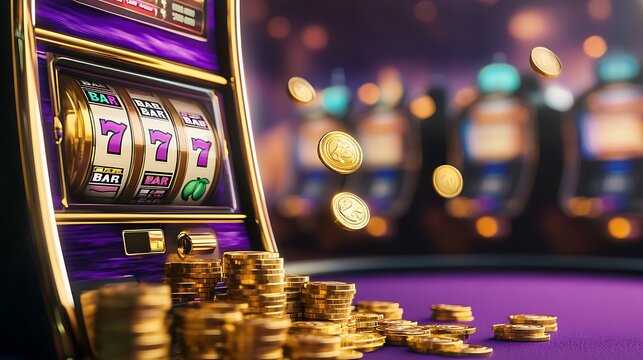 Lucky 7s Slot Machine with Falling Coins