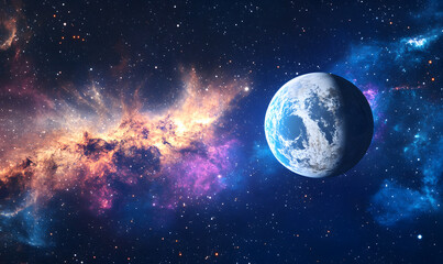 Naklejka premium graphics of space, planets, and astronauts on a white background.