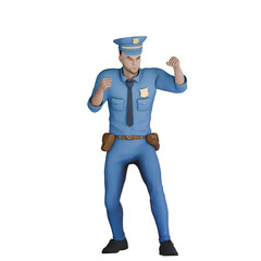 3D Law Cartoon Character of a policeman looking very angry and both hands holding a Male Police Officer