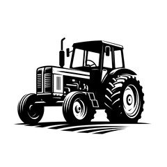 Obraz premium Black and white isolated vector illustration of agricultural tractor on white background. 