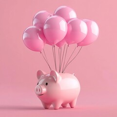Piggy bank. Money and wealth. Celebration, financially success and happiness.