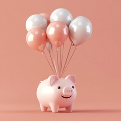 Piggy bank. Money and wealth. Celebration, financially success and happiness.