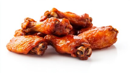 Chicken wings in hot sauce silo on white