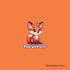 Obraz premium The Fox sitting logo, vector, mascot, character, cartoon, illustration, eps10