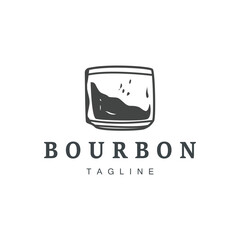 Whiskey Logo Design Old Drink Bottle Simple Style Retro Vintage Bar Restaurant Templet Illustration