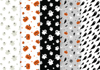 Cute Halloween Seamless pattern with. Repeating print for fabric, wrapping paper, textile. Vector illustration