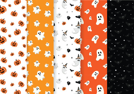 Cute Halloween Seamless pattern with. Repeating print for fabric, wrapping paper, textile. Vector illustration
