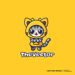 Cat wearing bee custom logo, vector, mascot, character, cartoon, illustration, eps10
