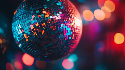 Colorful Disco Mirror Ball Night Club Background