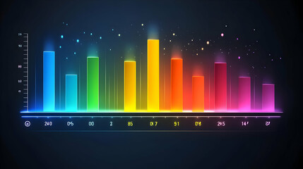 Neon Bar Chart with Glowing Data Visualization