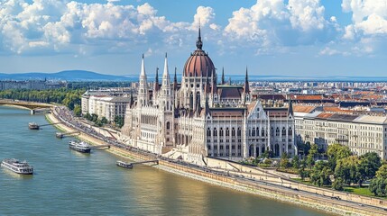 Budapest parliament building view