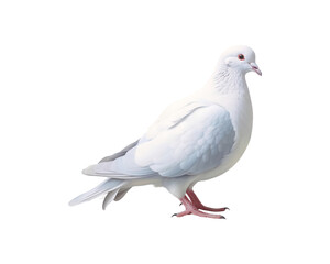 Obraz premium photo of a full body white dove symbolizing peace and purity, suitable for wedding invitations, nature blogs, and spiritual designs