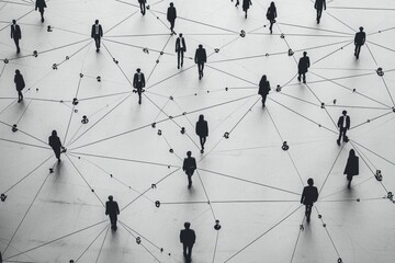 Simple people shapes connected by lines created with Generative AI