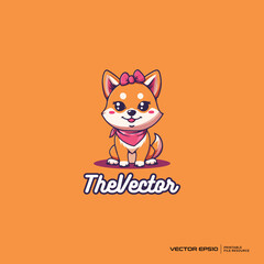 Cute dog sitting logo, vector, mascot, character, cartoon, illustration, eps10