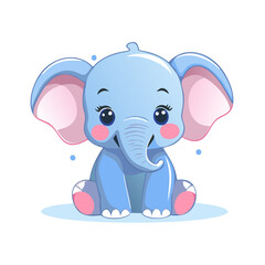 Fototapeta premium Elephant Cute Small Cartoon Baby Animal Character 