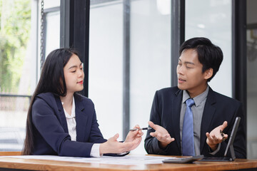 Team of businesswoman working together with analysis report chart in office.
