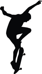 Skateboard player silhouette illustration. People posing while skateboarding.