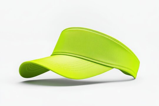 A bright neon green visor cap designed for sun protection during outdoor activities.