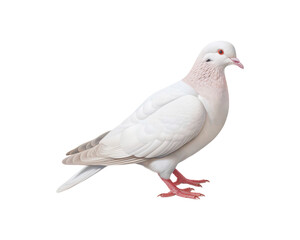Obraz premium photo of a full body white dove symbolizing peace and purity, suitable for wedding invitations, nature blogs, and spiritual designs
