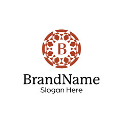 Elegant ornamental floral emblem premium crest template logo