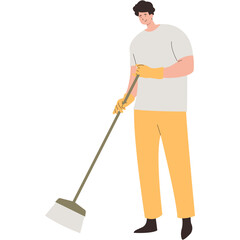 House Cleaning Person Character Isolated on White Background, Flat Vector Graphic.