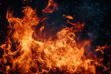 Fiery orange flames dance