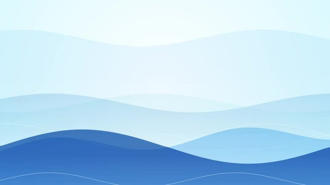 シンプルな青い波の層のアニメーション動画背景　ループ可能