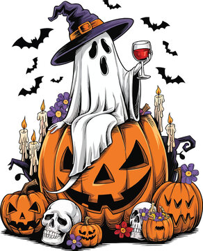 Cute Halloween Ghost PNG Cute Ghost Png Halloween Png Coffee Png Halloween T shirt Design Png Mug Png Trending png dtf pod sublimation gift