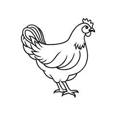 Hen and Chicken Icon. Flat Line Design Template Elements