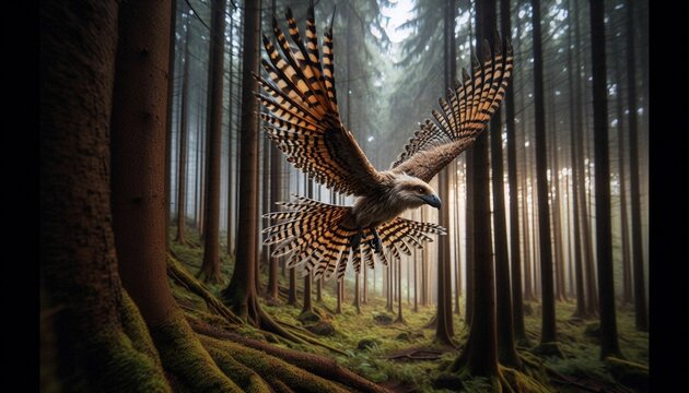 Microraptor Gliding Through the Trees
