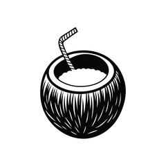 Coconut Half Fruit Symbol. Icon Design for White Background