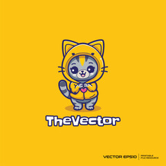 Cat wearing bee custom logo, vector, mascot, character, cartoon, illustration, eps10
