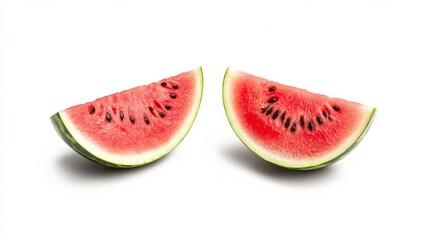 Watermelon cut in half, isolated on a white background with a clipping path, in sharp focus