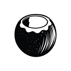 Coconut Half Fruit Icon. Isolated Symbol on White Background