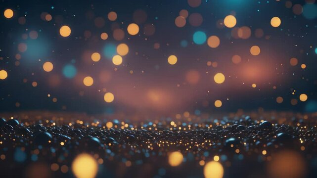 Sparkling Lights Background with Golden Bokeh Particles