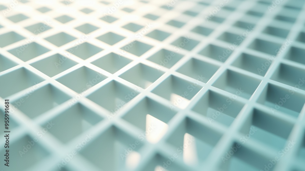 Poster a close up of a grid of squares with a light blue background