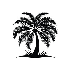 Obraz premium Black and White Palm Tree Silhouette. Coconut Palm Icon Design