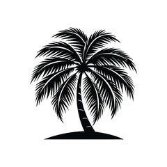 Coconut Palm Tree Icon. Isolated Silhouette Vector Illustration