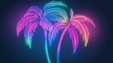 Obraz premium Neon Hands in Tropical Paradise