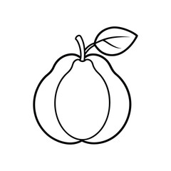 Minimalistic Quince Fruit Icon. Line Art on White Canvas
