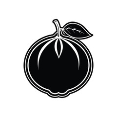 Elegant Quince Icon on White Background. Whole Fruit Illustration