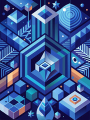 Abstract Geometric Pattern with Blue and Orange Hues