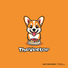 Dog eating logo, vector, mascot, character, cartoon, illustration, eps10