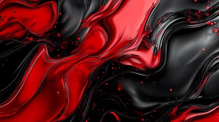 Obraz premium Abstract Red and Black Wavy Design