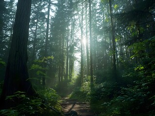 Obraz premium sun rays in the forest