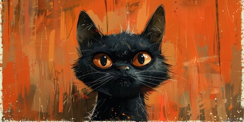 angry black cat, soft and gentle scene