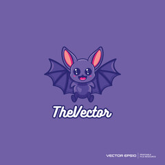 Cute bat logo, vector, mascot, character, cartoon, illustration, eps10