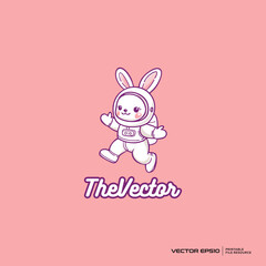 Obraz premium Astro bunny logo, vector, mascot, character, cartoon, illustration, eps10