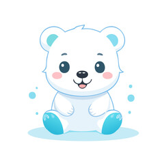 Naklejka premium Polar Bear Cute Small Cartoon Baby Animal Character 