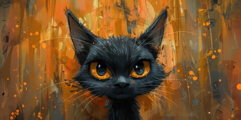 angry black cat, soft and gentle scene